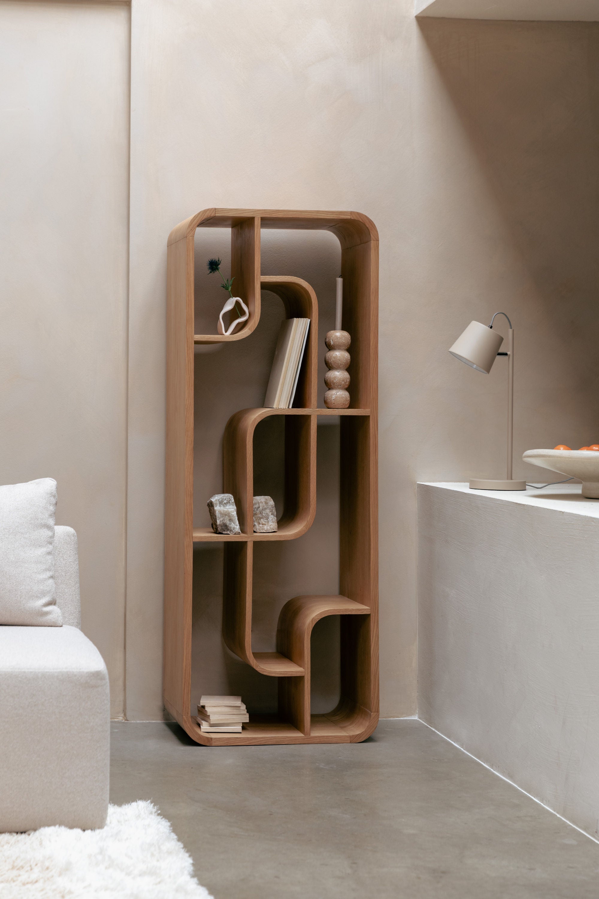 Zuiver Seven Abstract Natural Oak Wood Display Unit